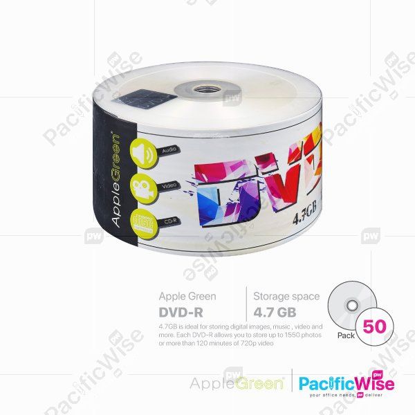 Apple Green DVD-R 4.7GB/CD Kosong/Computer Accessories (50'S/Cake Box)