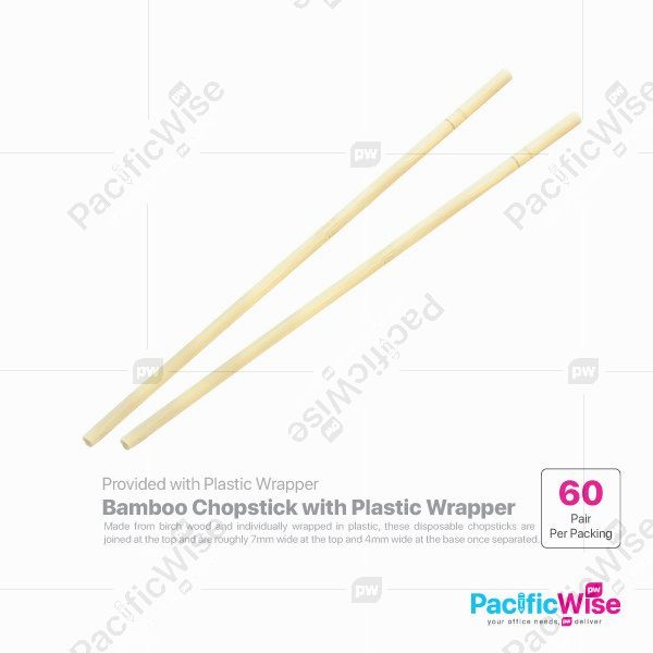 Bamboo Chopstick with Plastic Wrapper (60pairs)