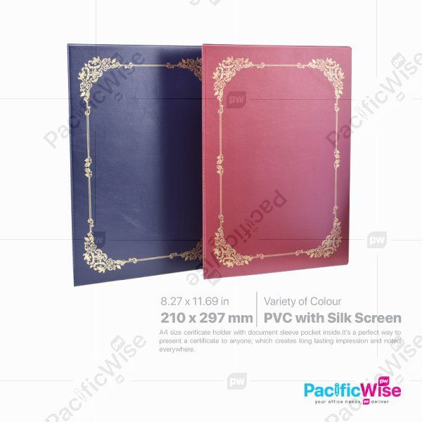 Certificate Holder PVC With Silk Screen Gold/Pemegang Perakuan PVC Dengan Sutera Layar Emas/Holder Filing/CH8C-SS/A4