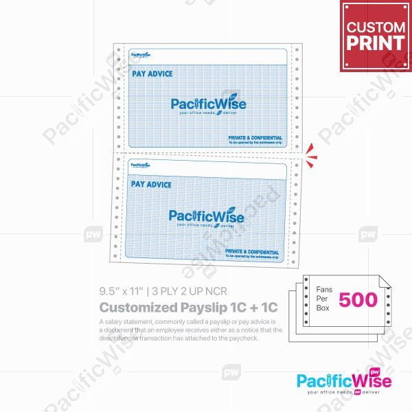 Customized Printing Pay Slip 1C + 1C