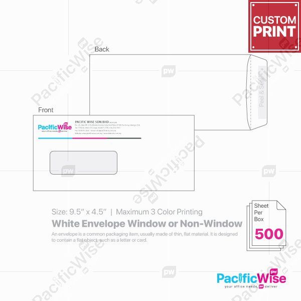 Customized Printing White Envelope 9.5
