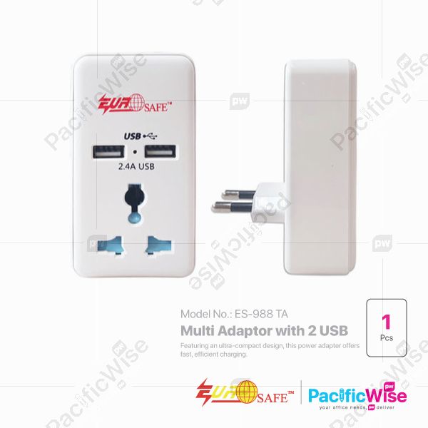 Eurosafe/Multi Adaptor with 2 USB/Multi Adapter dengan 2 USB/Electrical Accessories/ES-988 TA
