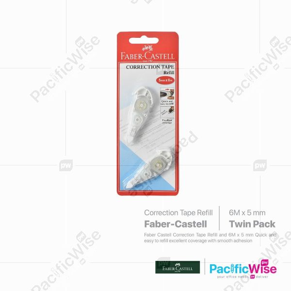 Faber Castell/Correction Tape Refill 6m/Isi Ulang Pita Pembetulan 6m/Writing Pen (Twin Pack)