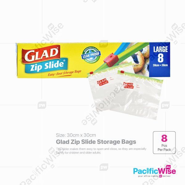 Glad Zip Slide Storage Bags Large (8bag)
