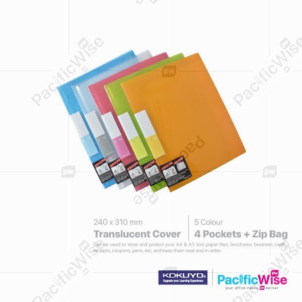 Kokuyo Pocket Book 4 Pockets & Zip Bag Translucent Cover