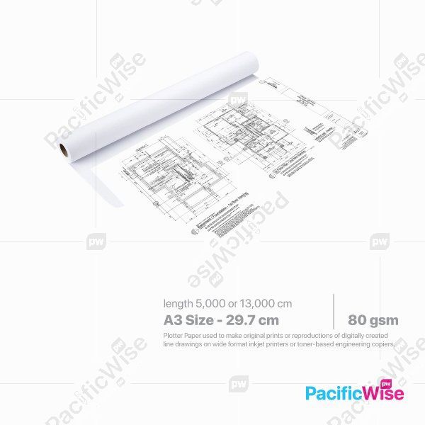 Plotter Paper/Kertas Plotter/Paper Roll/A3 Size (297mm)