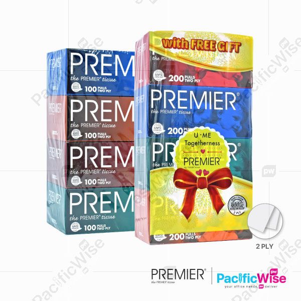 Tissue/Premier/Tisu Muka/Facial Tissue/Tissue Paper/2 Ply (2 Packagings)