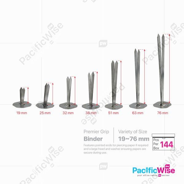Premier Grip Binder/Paper Binder/Pengikat Kertas/Binder Accessories (144's/Box)