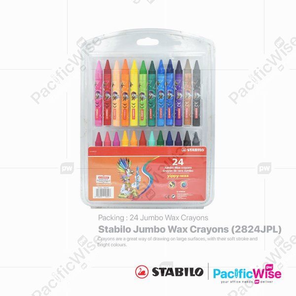 Stabilo/Jumbo Wax Crayons/Lilin Krayon Jumbo/Colouring/ 2824JPL (24'S)