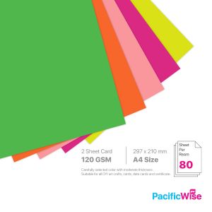 A4/2 Sheet Card/2 Helai Kad 120gsm/Fluorescent Colour/Card Stock Paper (80'S)