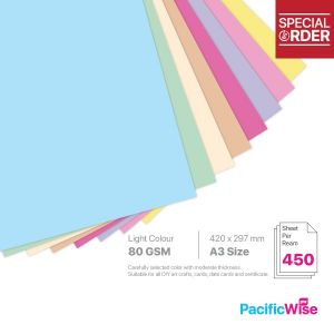 A3/Colour Paper/Kertas Warna 80gsm/Light Colour/Copier Paper (450'S)