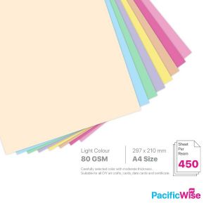 A4/Colour Paper/Kertas Warna 80gsm/Light Colour/Copier Paper (450'S)