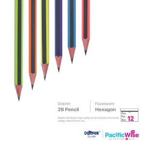 Dolphin/2B Pencil Hexagon Fluorescent Colour/Warna Pendarfon Hexagon Pensil 2B/Writing Pen/FC-1331 (12'S)
