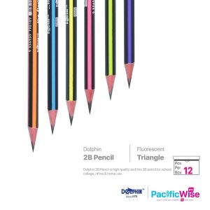 Dolphin/2B Pencil Triangle Fluorescent Colour/Warna Pendarfluor Segitiga Pensil 2B/Writing Pen/FC-1221 (12'S)